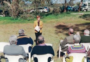 Lloyd Reserve Opening by Minister Hon. Judy Edwards MLA - addressing a crowd.